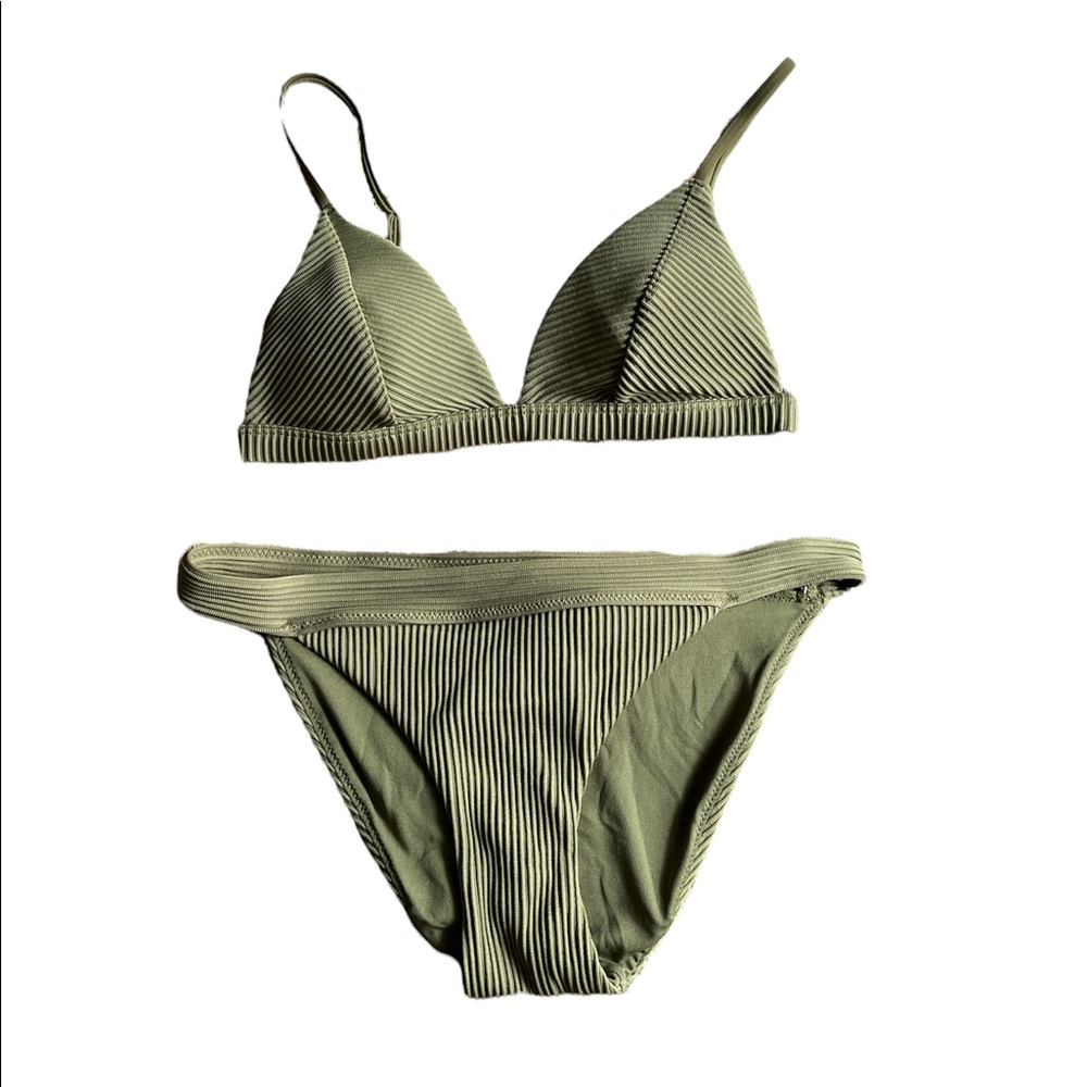 RIBBED GREEN BIKINI